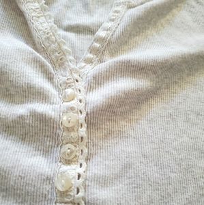 Cute Ribbed Button-Down Top